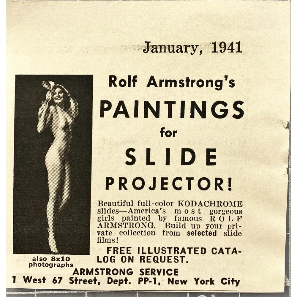 Armstrong Service "Rolf Armstrong Paintings for Slide projector!" Print Ad 1941